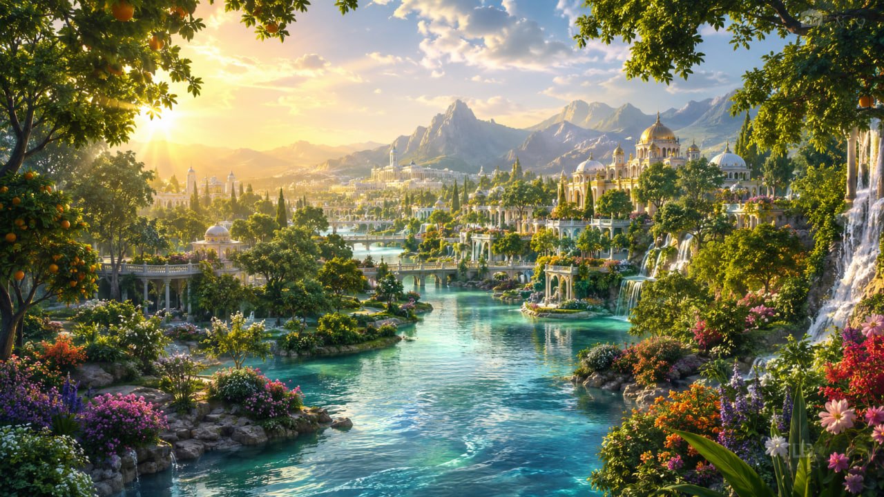 A symbolic representation of the peace, beauty, and eternal rewards promised in Paradise.