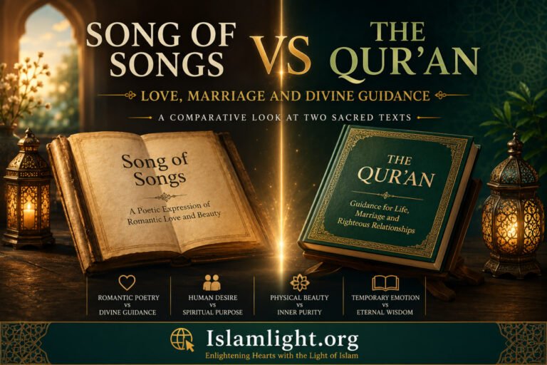 Comparison between the Biblical Song of Songs and the Holy Qur'an regarding love, marriage, modesty, and divine revelation.