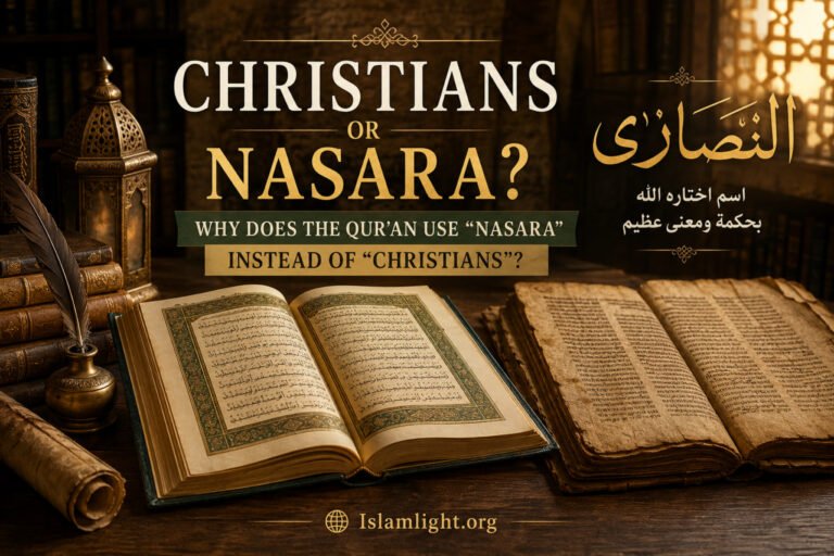 Qur'an and historical manuscripts illustrating the difference between the terms Nasara and Christians in Islamic theology.