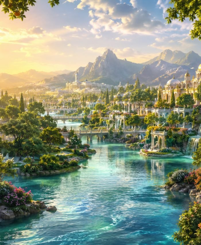A symbolic representation of the peace, beauty, and eternal rewards promised in Paradise.