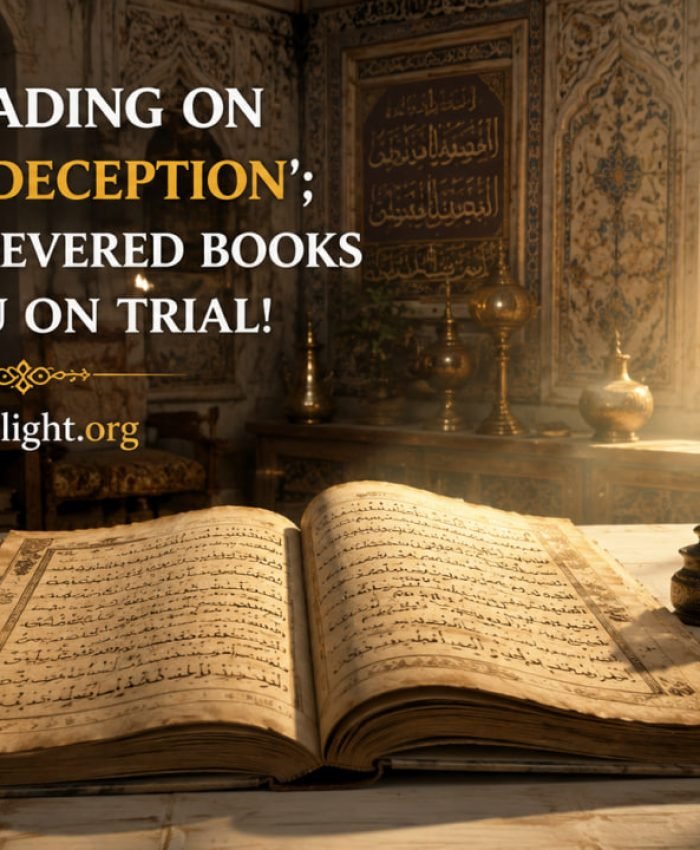 Ancient open manuscript on a wooden desk with a reed pen, illustrating early Islamic history and scholarship.