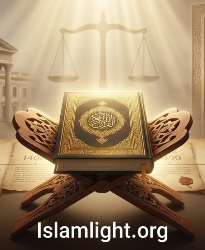 Illuminated Quran with historical legal documents, justice scales, and symbolic timeline representing historical age-of-consent laws and Islamic marriage legislation.